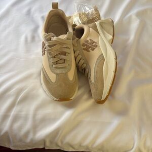 Tory Burch Beige and Cream Sneakers